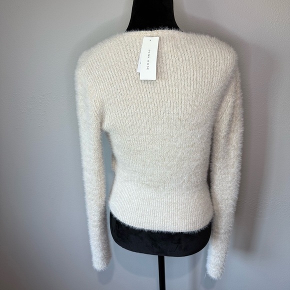 NWT Elegant White Wrap Sweater - Picture 3 of 5